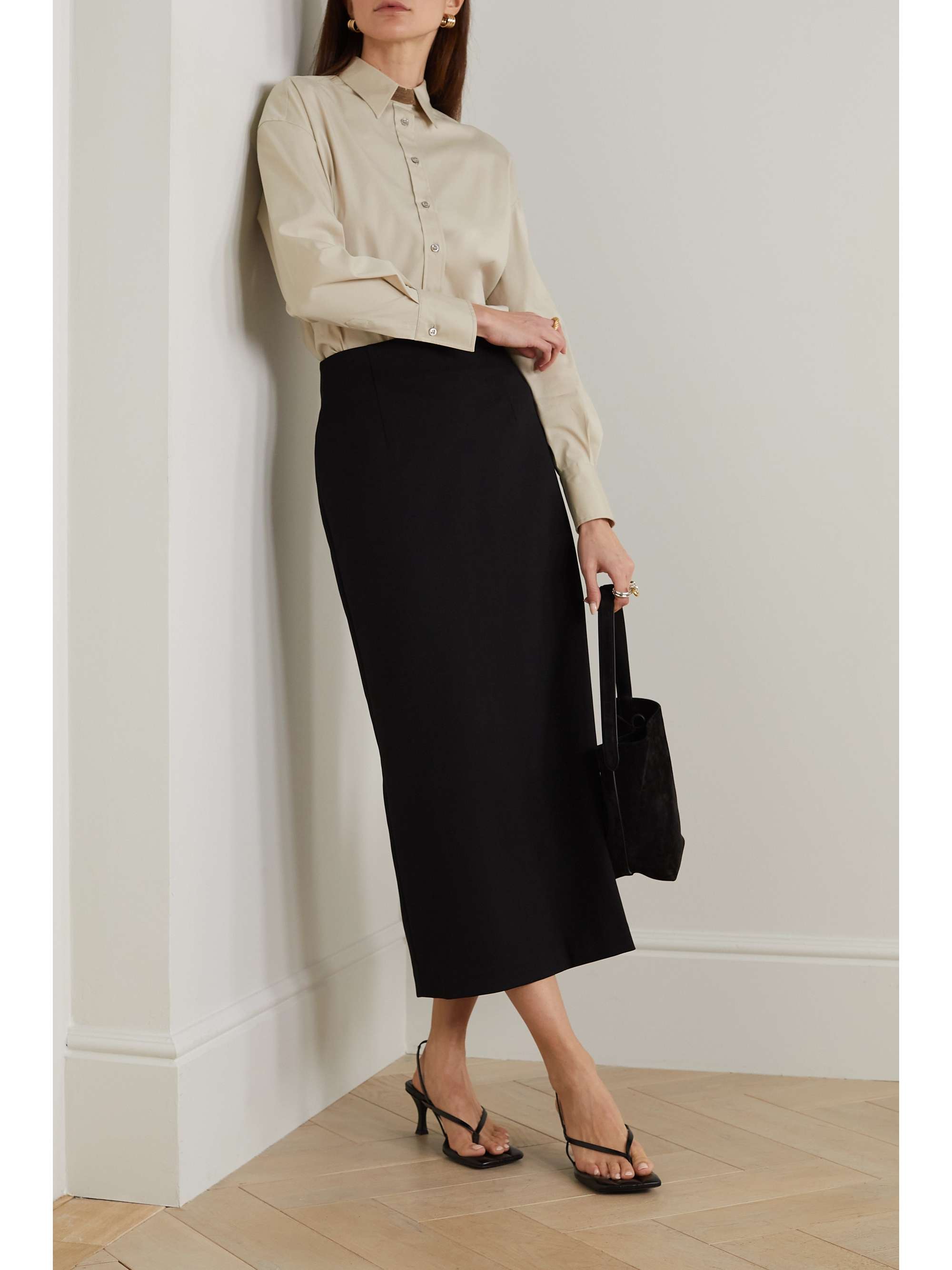 BRUNELLO CUCINELLI Bead-embellished cotton-blend poplin shirt