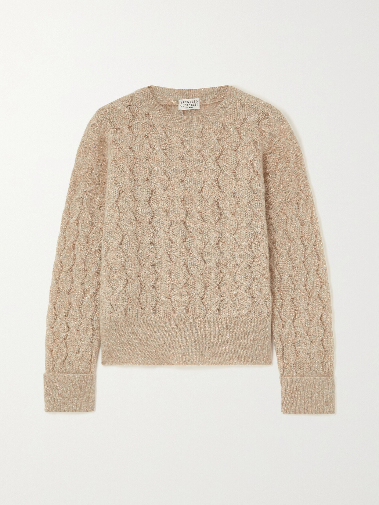 Brunello Cucinelli - Metallic Cable-knit Sweater - Off-white