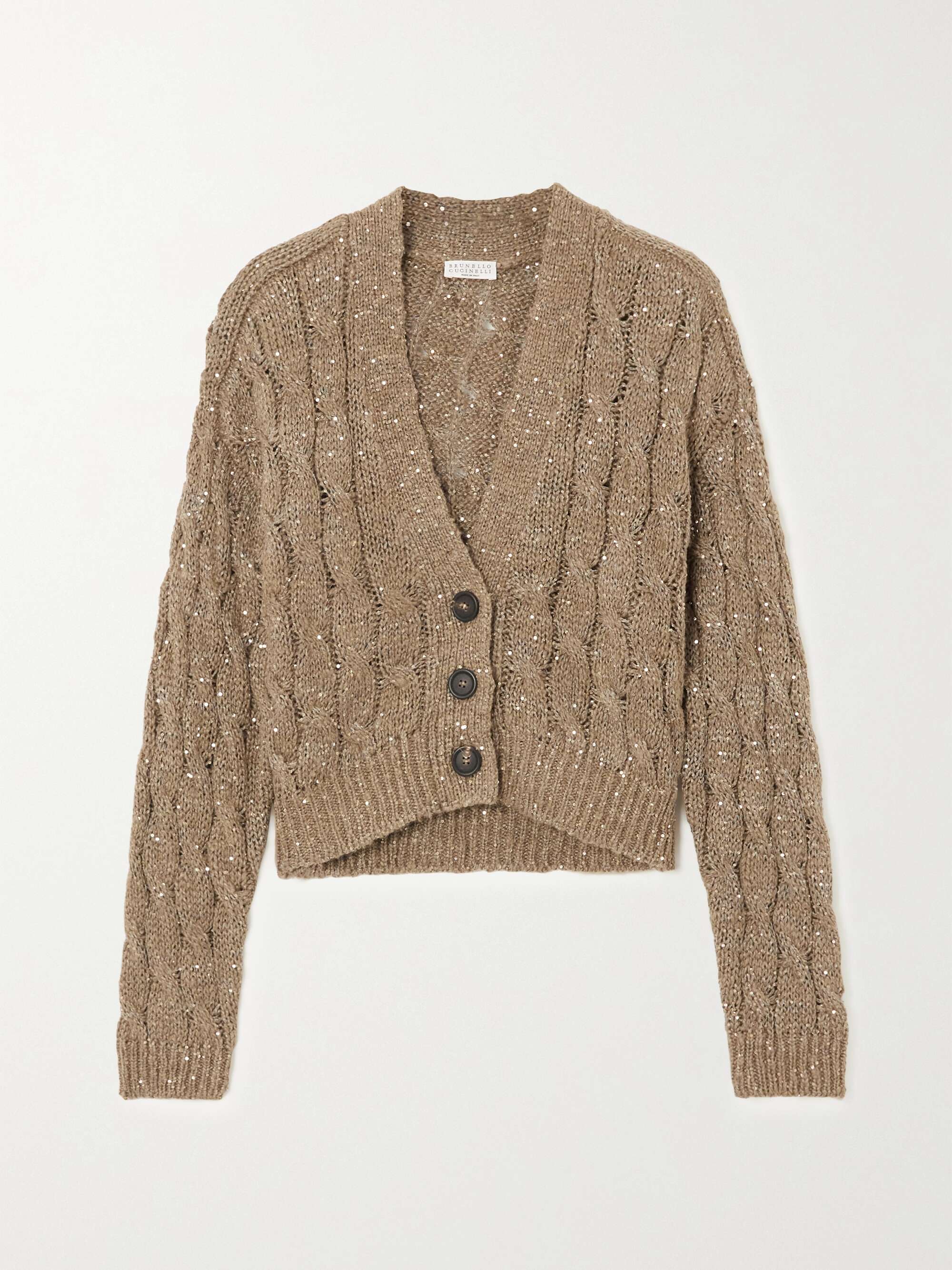 BRUNELLO CUCINELLI Sequin-embellished cable-knit cardigan | NET-A-PORTER