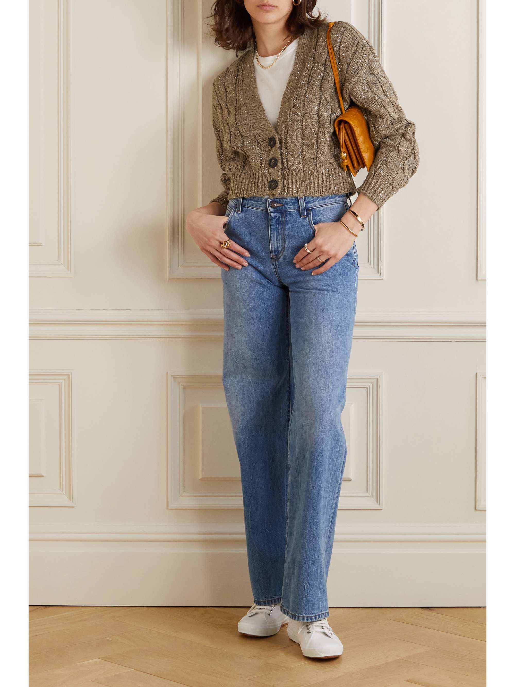 BRUNELLO CUCINELLI Sequin-embellished cable-knit cardigan