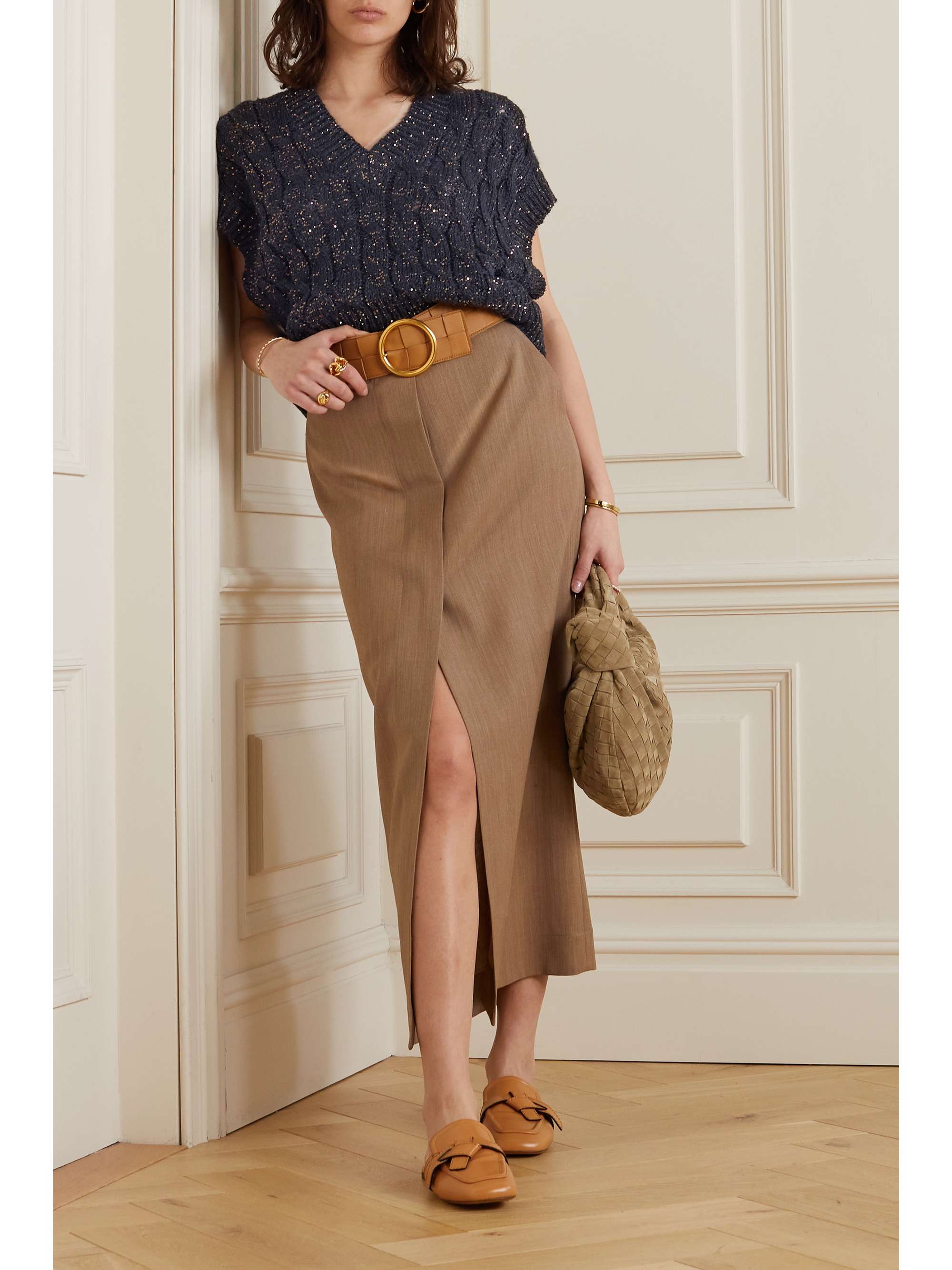BRUNELLO CUCINELLI Sequin-embellished cable-knit vest