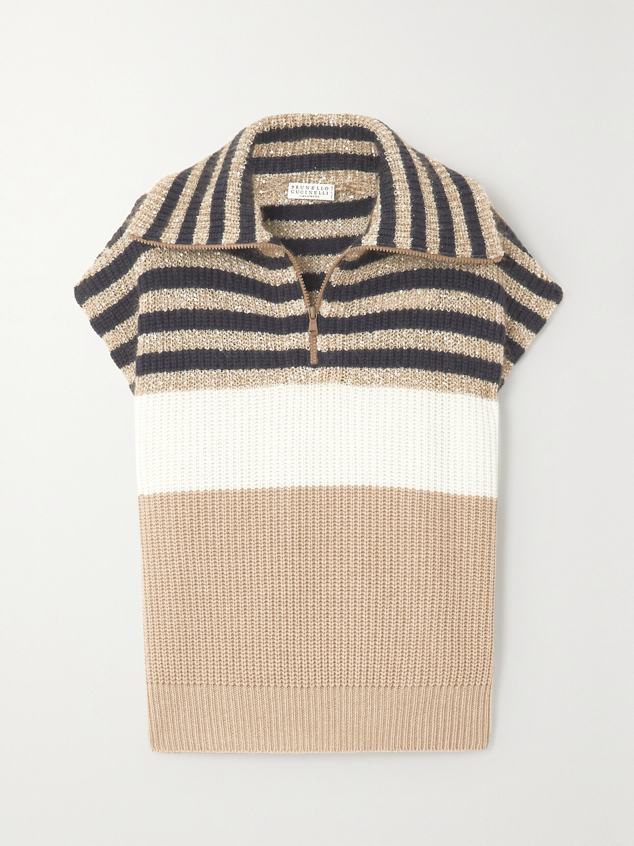 Brunello Cucinelli Striped Sequin-embellished Wool, Cashmere And Silk-blend Sweater In Multi