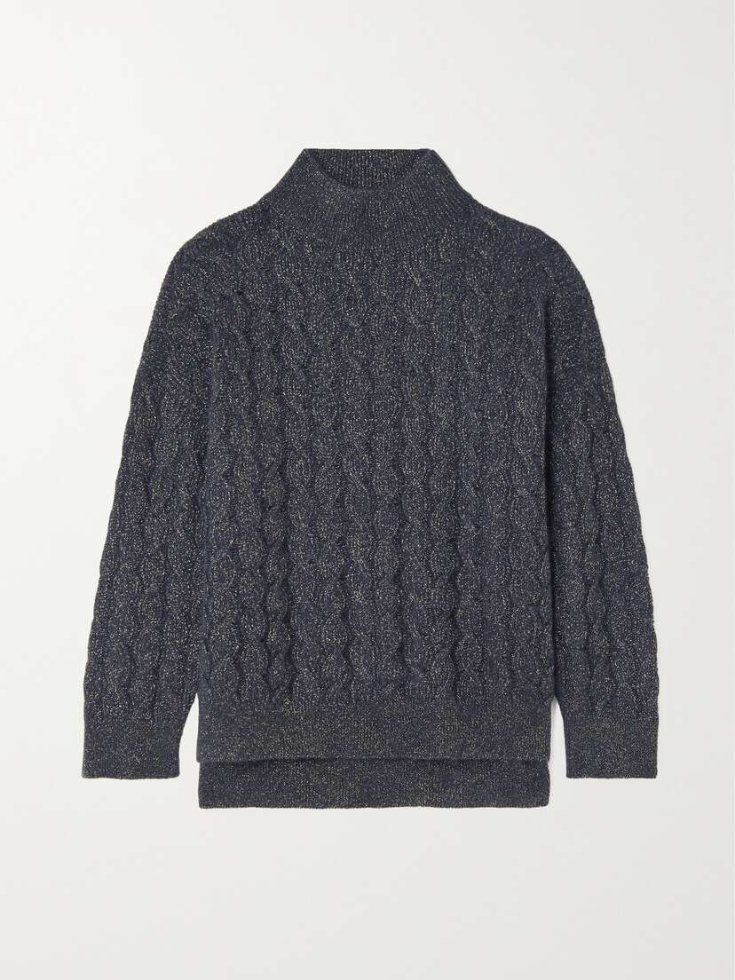 Brunello Cucinelli Metallic Cable-knit Turtleneck Sweater