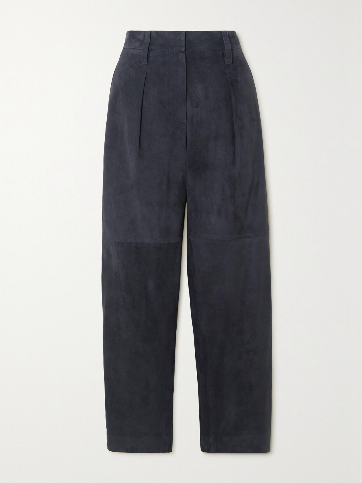Brunello Cucinelli Pleated Suede Tapered Pants - Blue