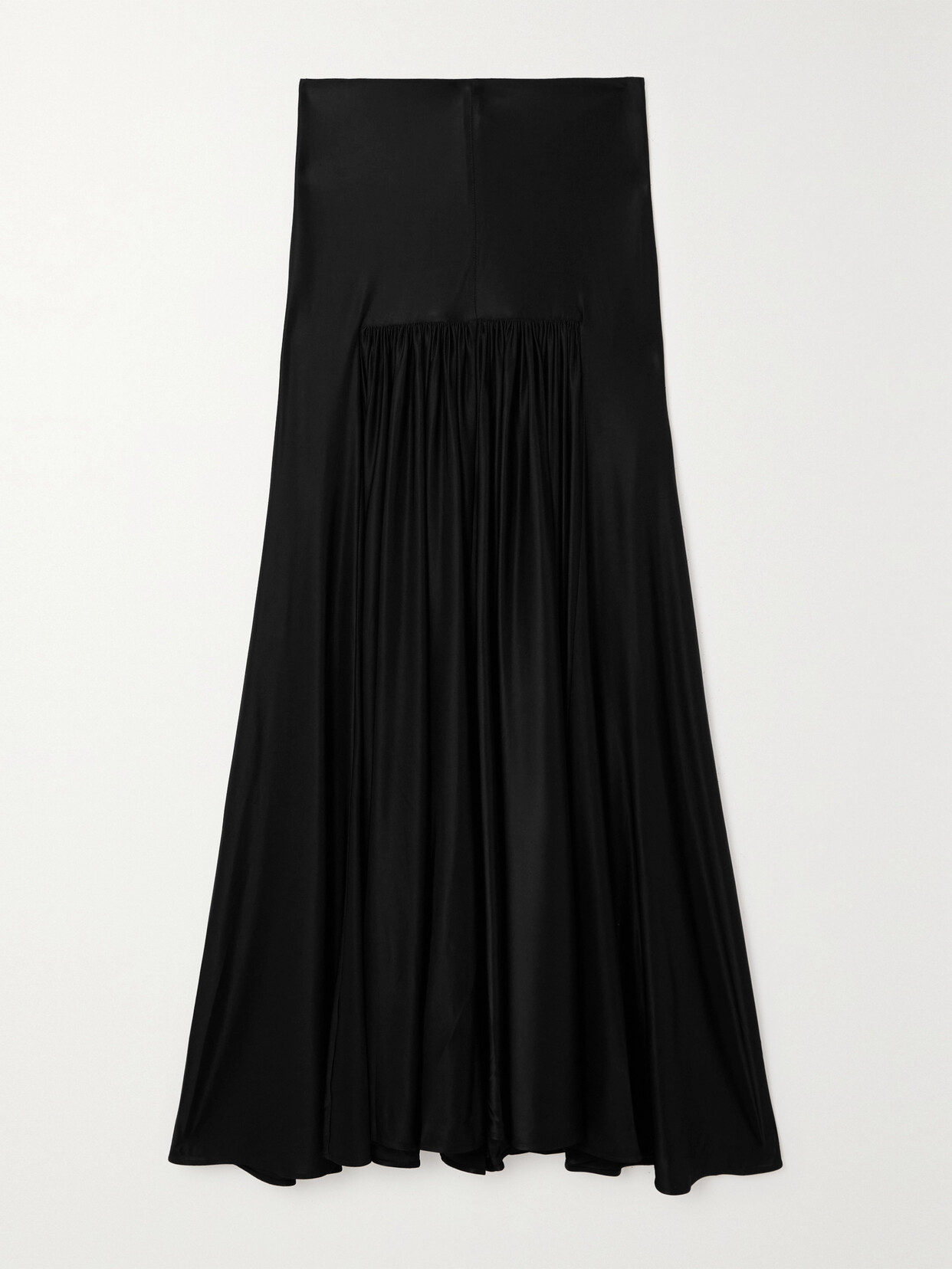 Rabanne - Pleated Stretch-satin Maxi Skirt - Black