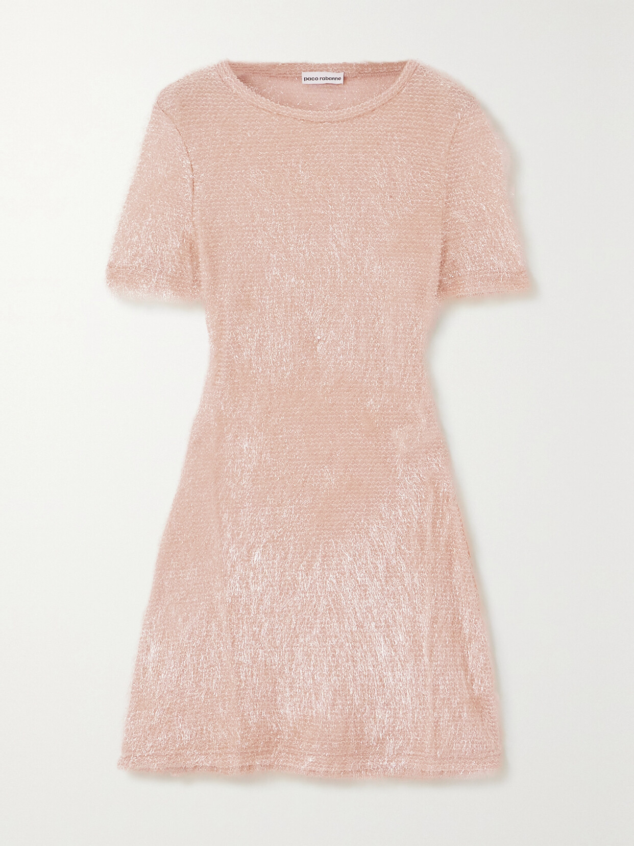 Rabanne Metallic Knitted Mini Dress In Pink