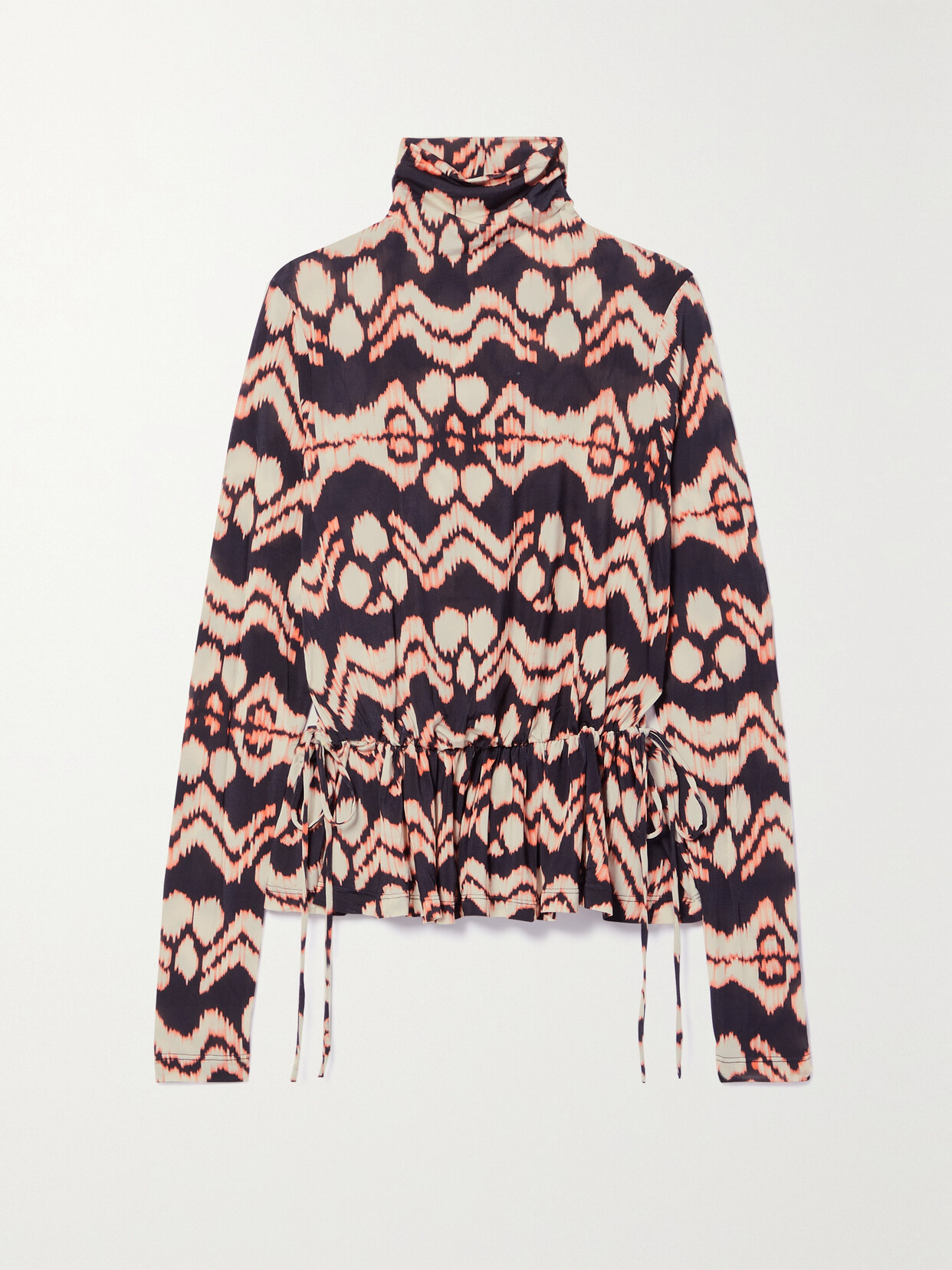 Ulla Johnson - Nina Gathered Printed Stretch-jersey Turtleneck Top - Multi