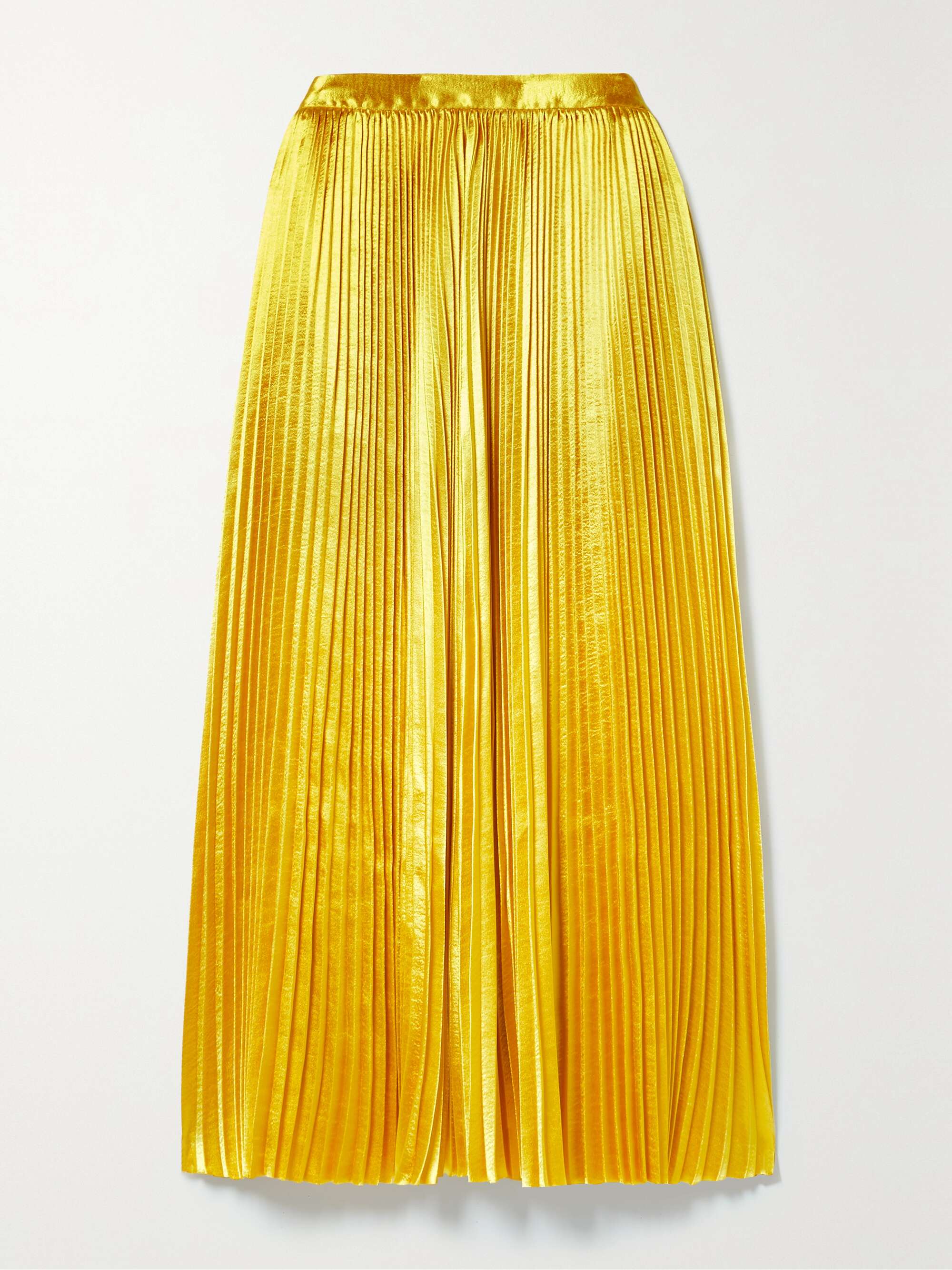 ULLA JOHNSON Rami pleated pliss satin midi skirt NET A PORTER