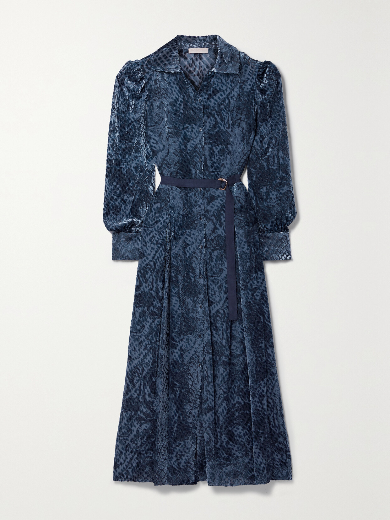 Ulla Johnson - Thalia Belted Devoré-velvet Maxi Shirt Dress - Blue