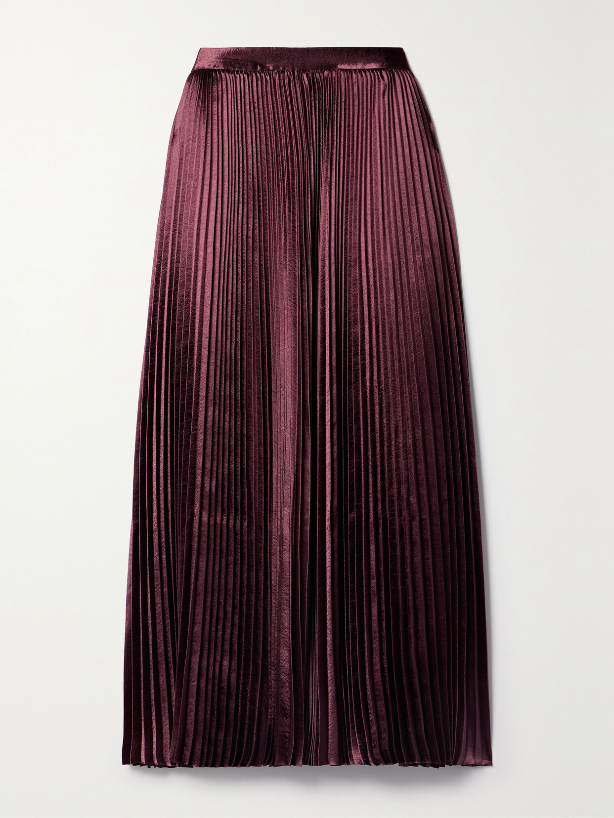 ULLA JOHNSON RAMI PLEATED SATIN MIDI SKIRT