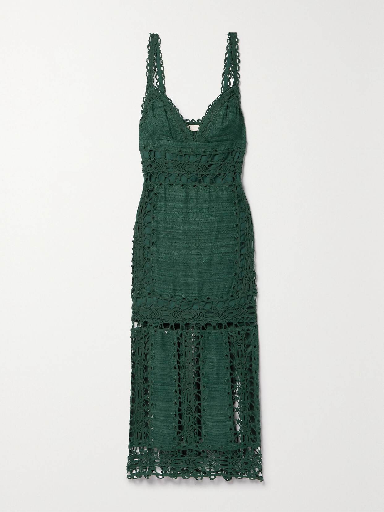 Ulla Johnson - Shivani Lace-paneled Cotton And Silk-blend Khadi Midi Dress - Green