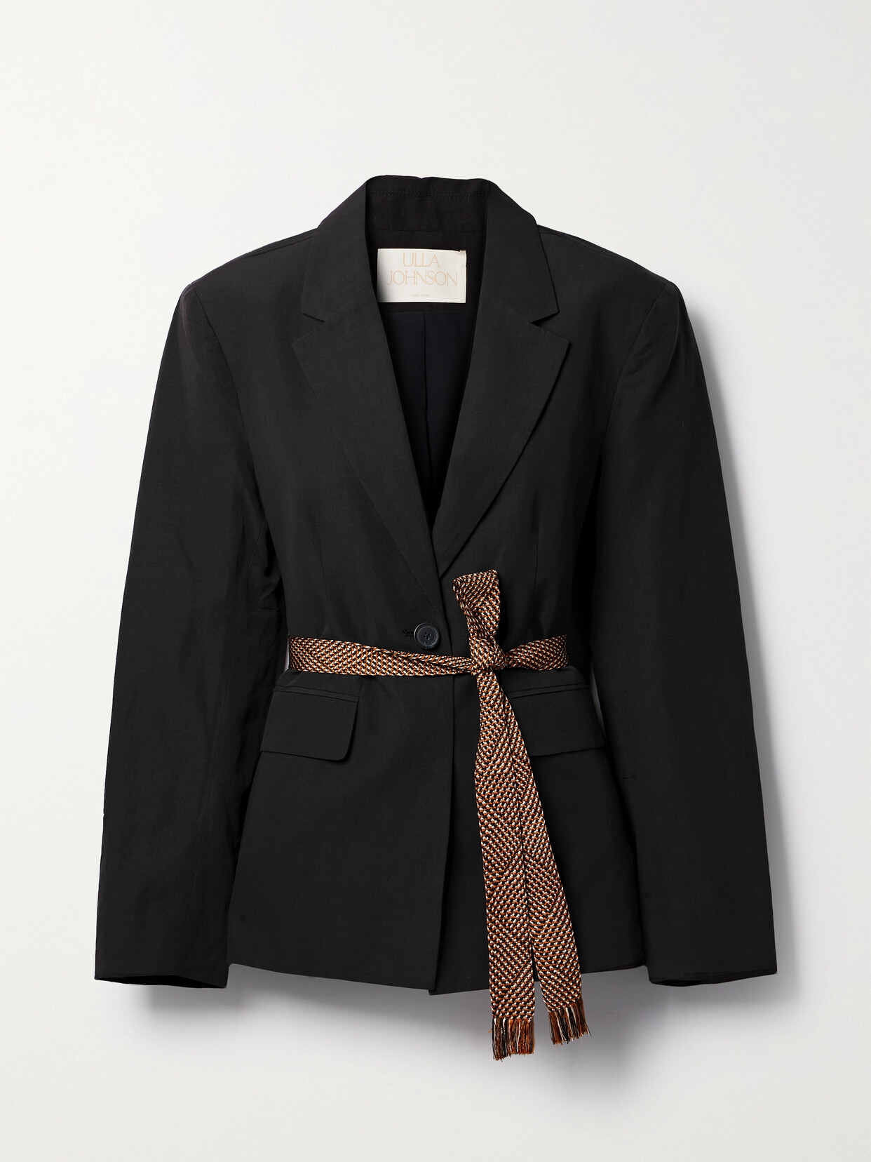 Ulla Johnson - Ellery Belted Cotton, Linen And Silk-blend Blazer - Black