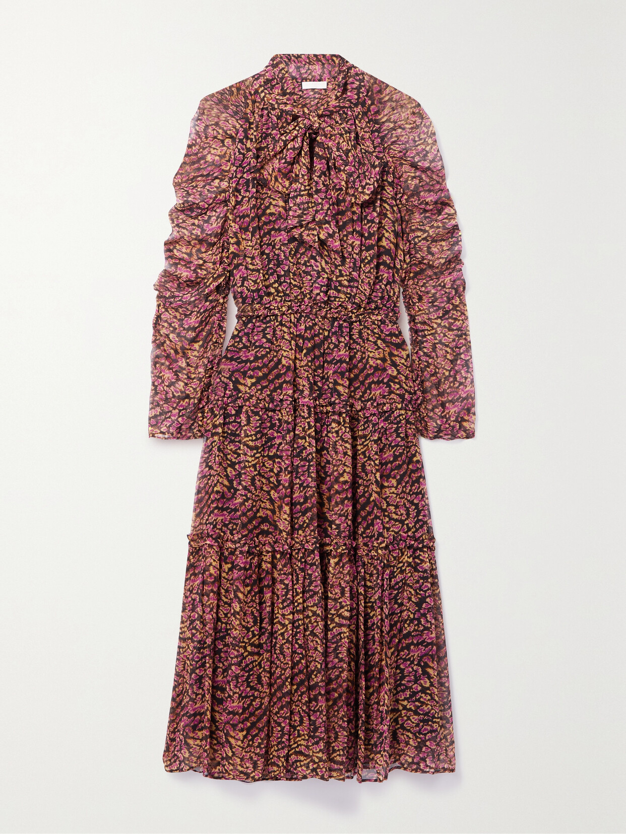 Ulla Johnson Idalia Metallic Thread Floral Long Sleeve Silk Dress In Multi