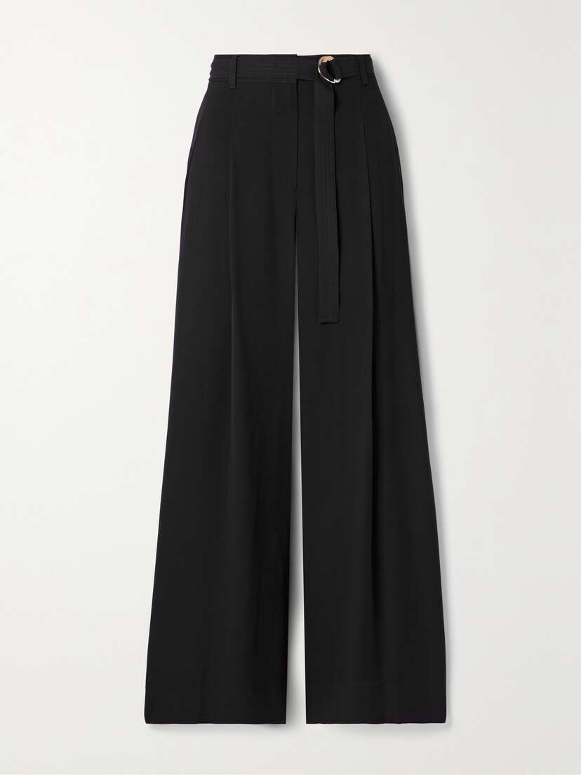 Ulla Johnson Lydia Belted Pleated Crepe Wide-leg Pants