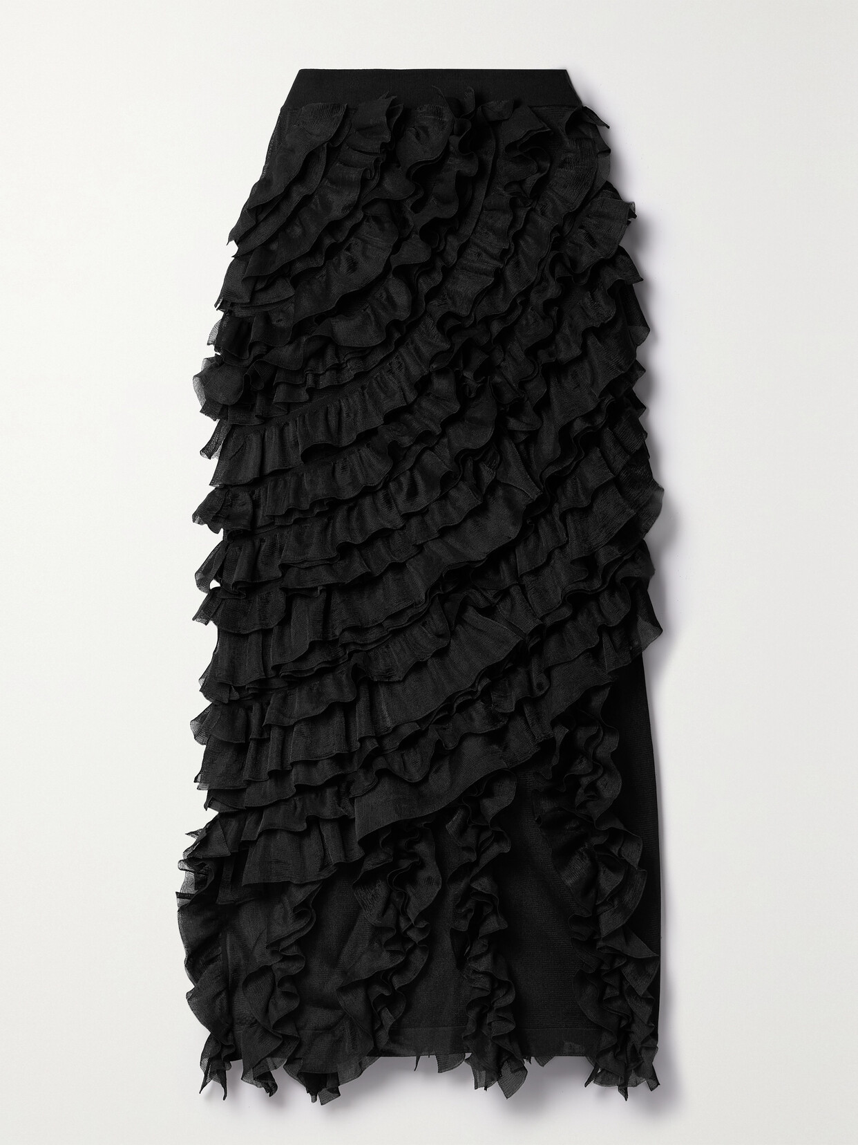 Ulla Johnson - Sarafina Ruffled Knitted Midi Skirt - Black