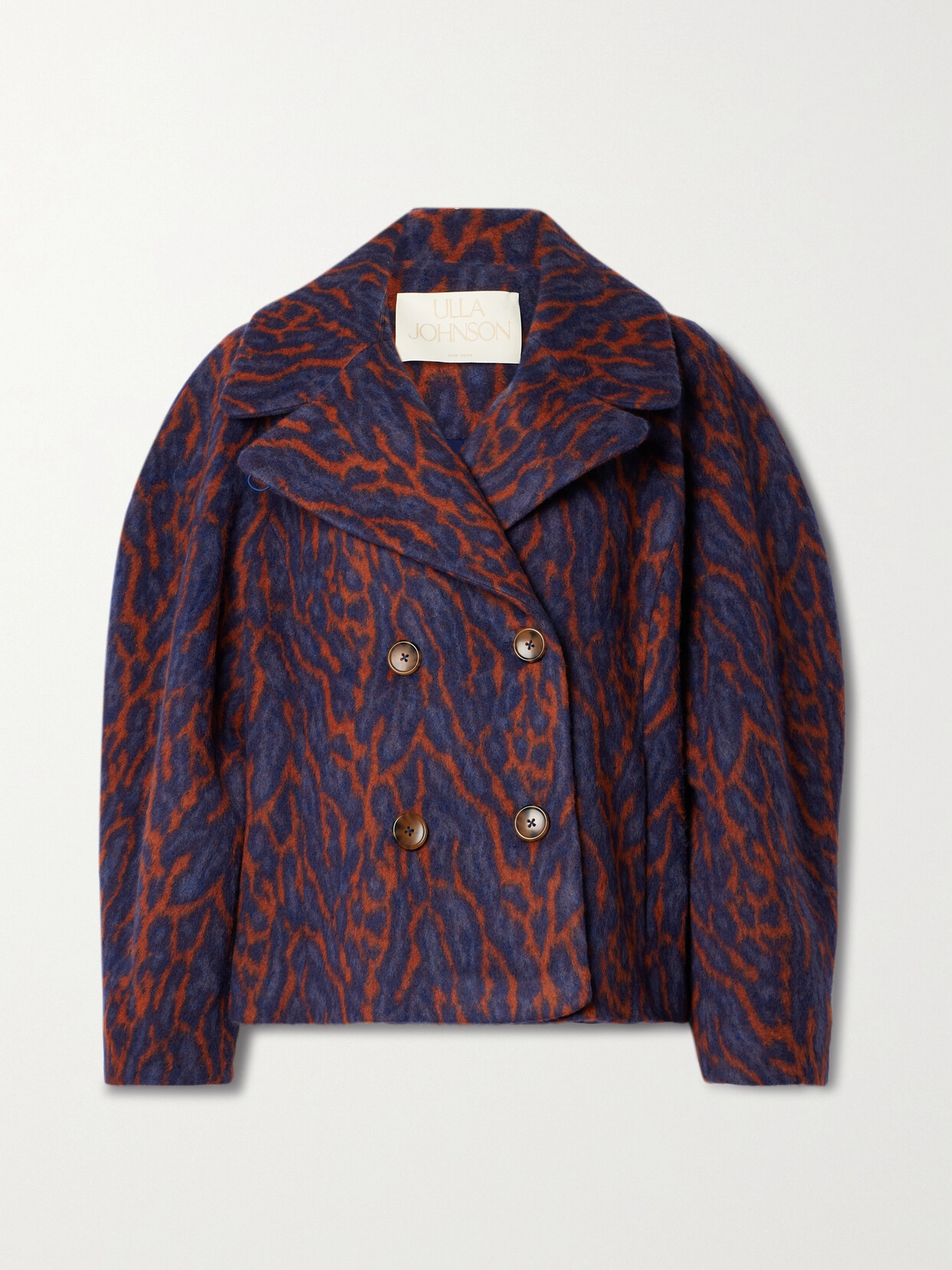 Ulla Johnson - Dorothea Double-breasted Brushed Wool-blend Leopard-jacquard Jacket - Purple