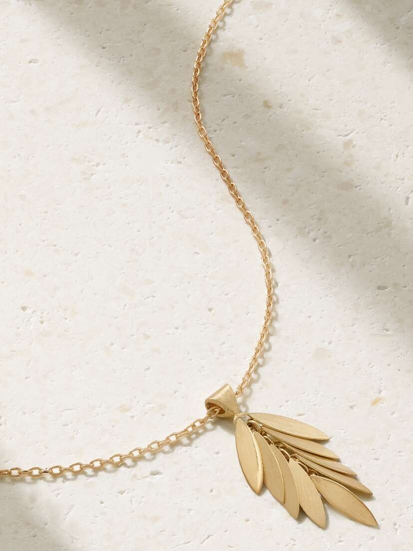 Sia Taylor Falling Leaf 18-karat Gold Necklace