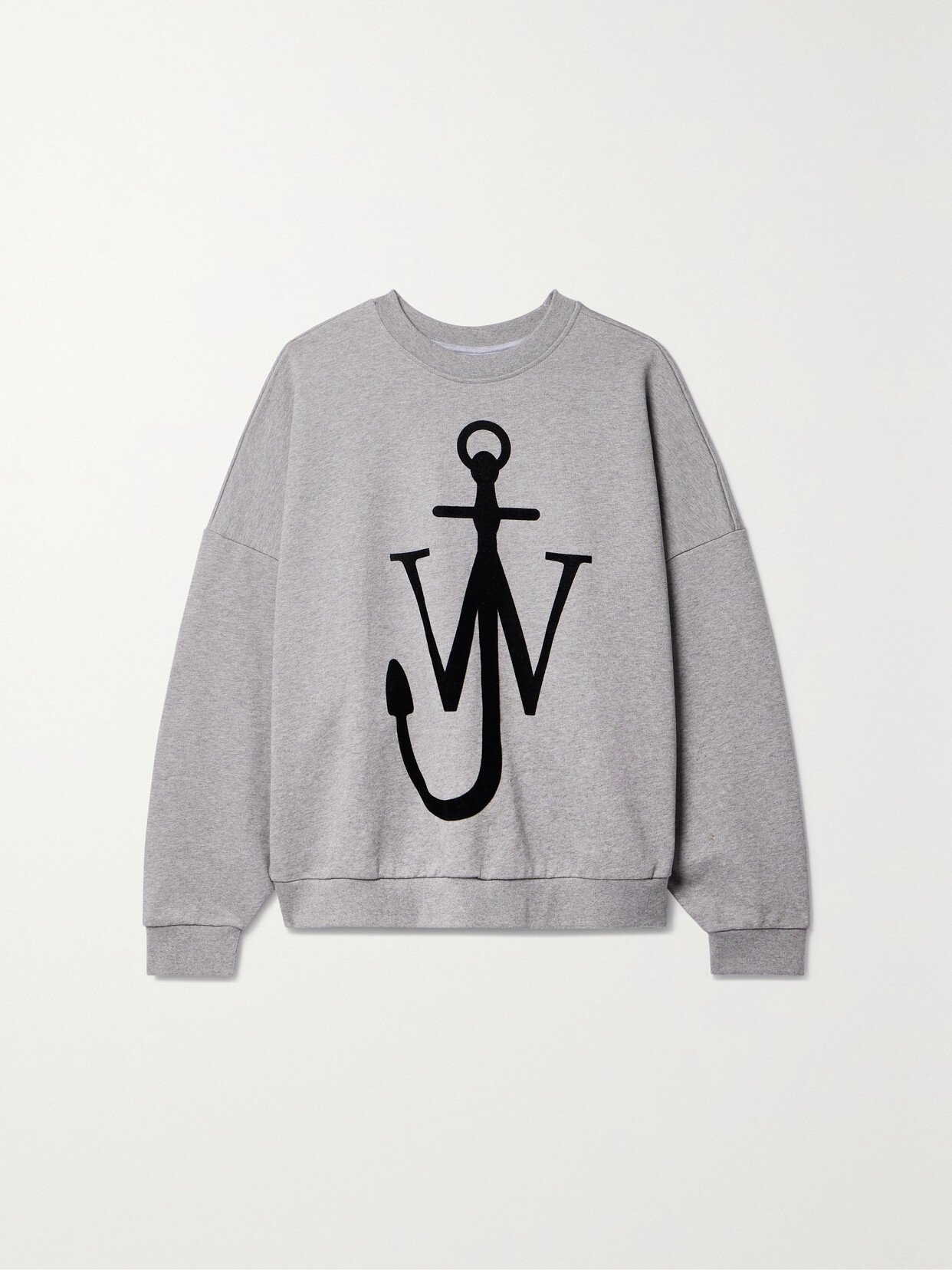 JW Anderson - Oversized Flocked Cotton-jersey Sweatshirt - Gray