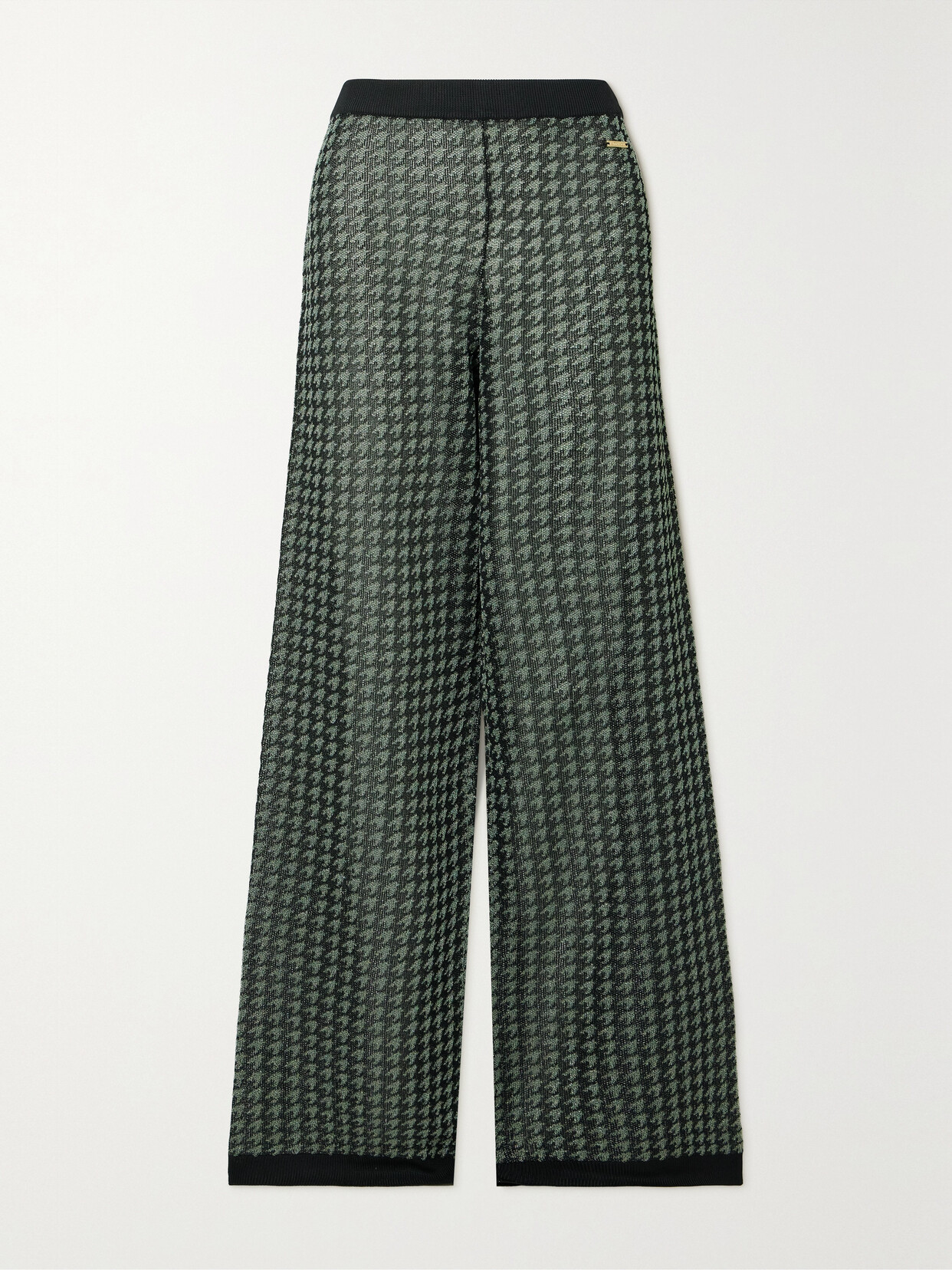 JW Anderson Metallic Houndstooth Jacquard-knit Straight-leg Pants - Black