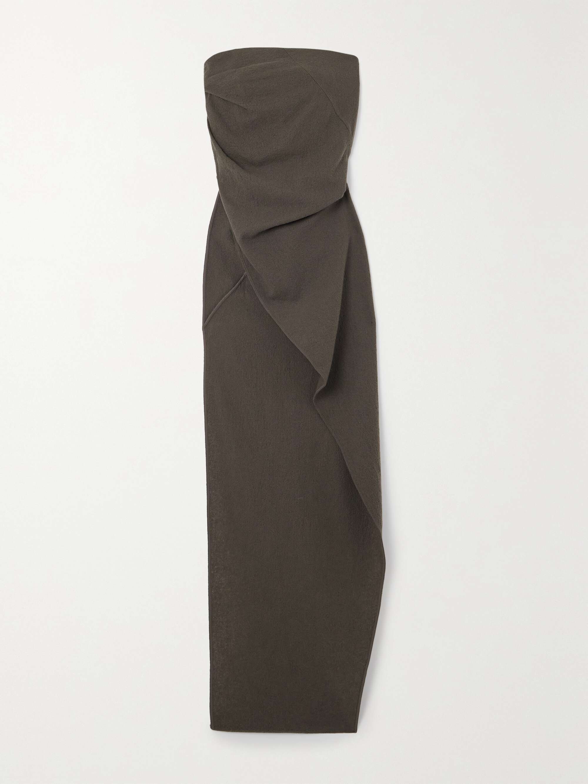 RICK OWENS Strapless draped wool-flannel top | NET-A-PORTER