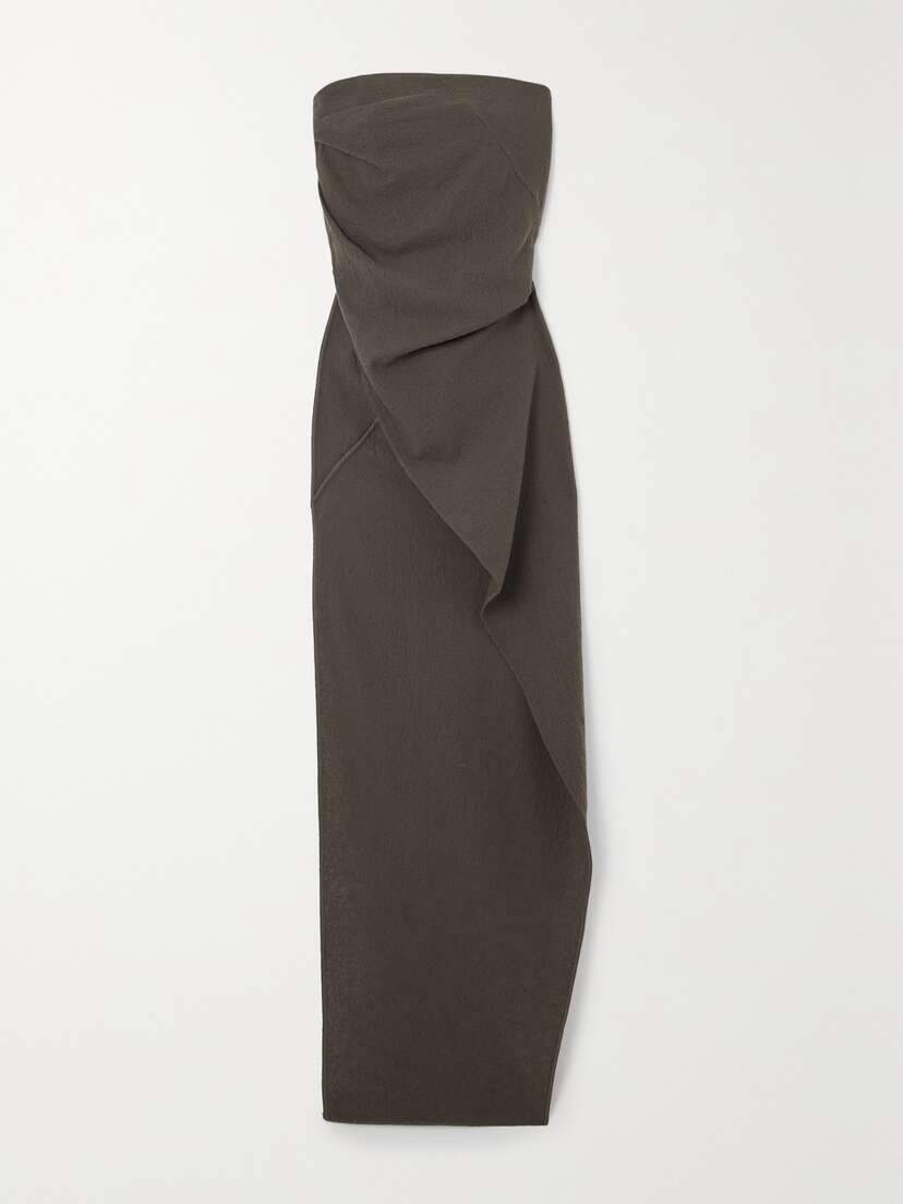 Rick Owens Strapless Draped Wool-flannel Top
