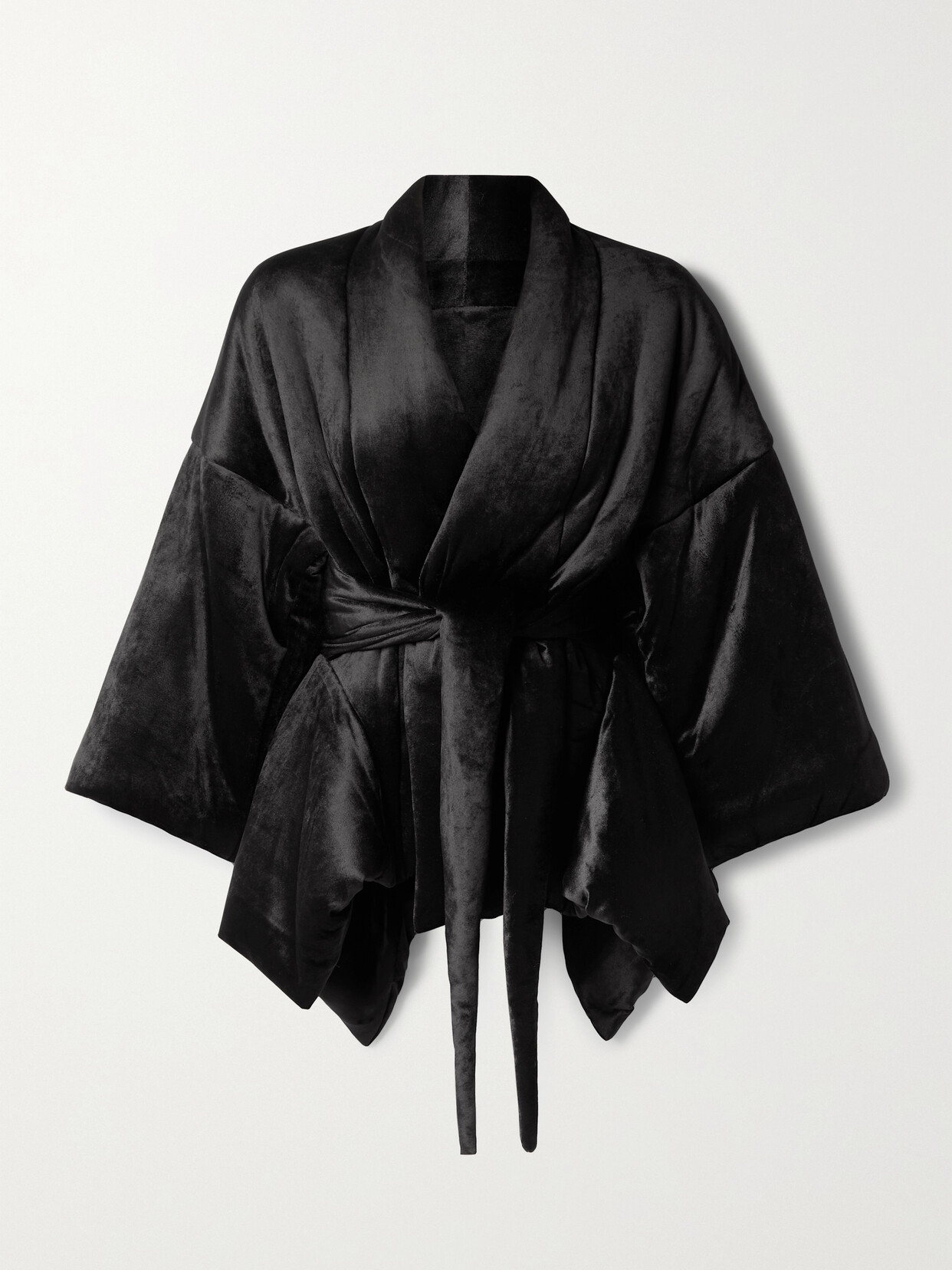 Shop Rick Owens Tommywing Tie-front Padded Velvet Jacket In Black