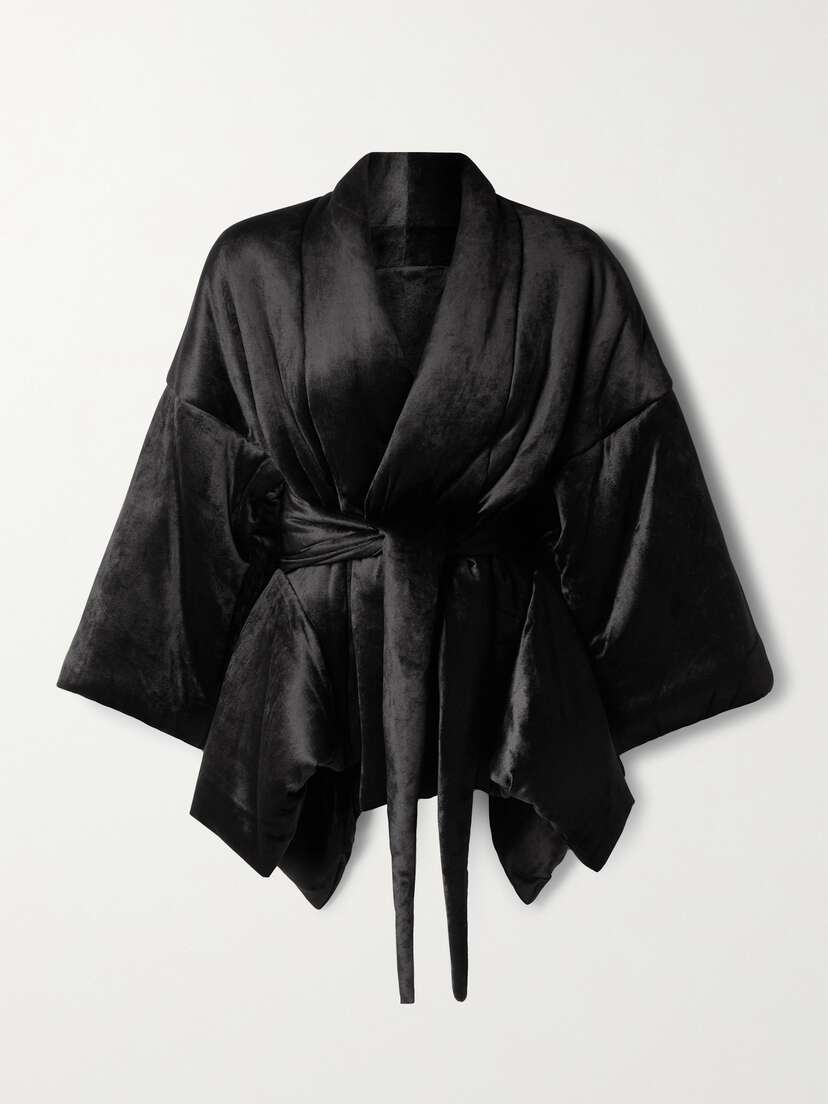 Rick Owens Tommywing Tie-front Padded Velvet Jacket