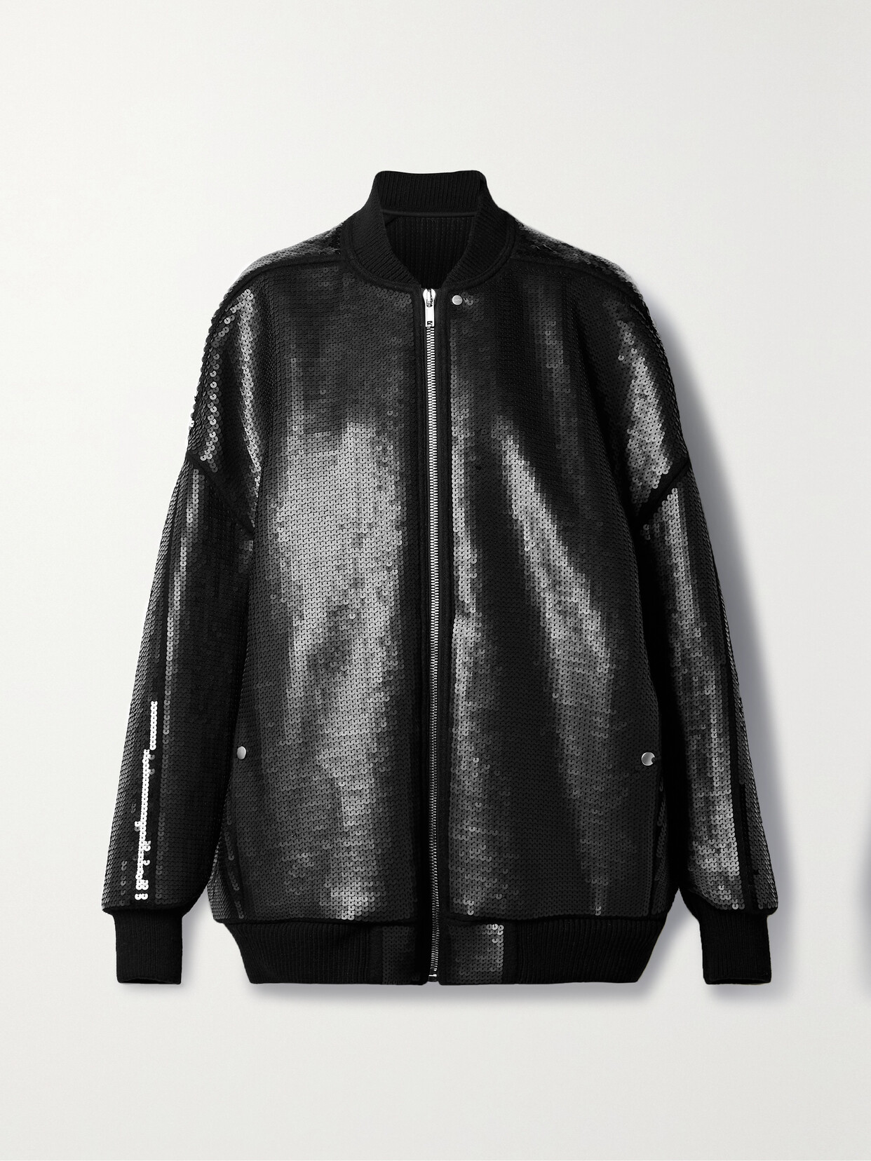 Rick Owens - Peter Flight Oversized Sequined Wool-felt Bomber Jacket - Black