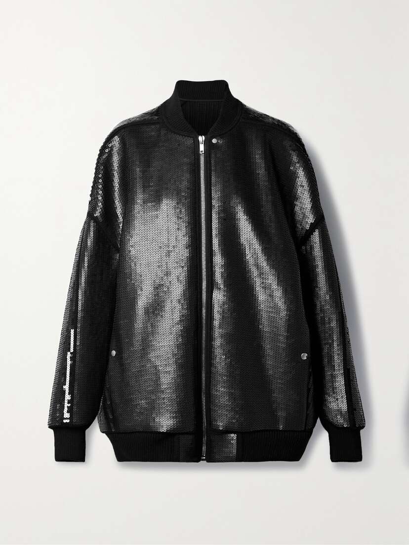 Rick Owens Peter Flight Oversized Sequined Wool-felt Bomber Jacket
