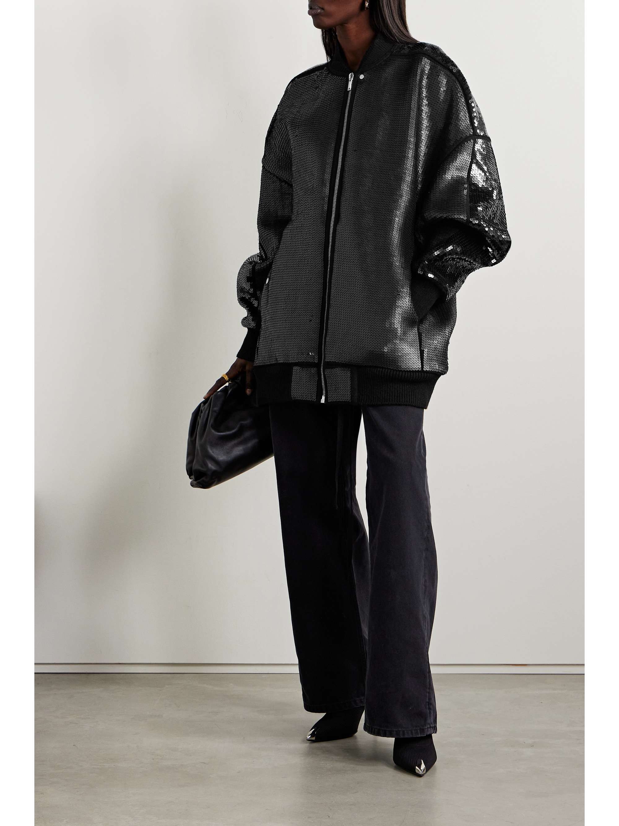 RICK OWENS Peter Flight oversized sequined wool-felt bomber jacket ...