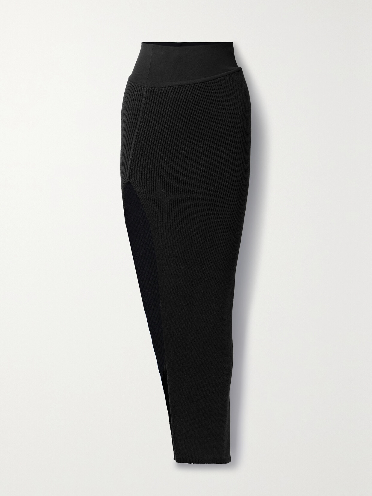 Rick Owens - Asymmetric Ribbed Cashmere-blend Maxi Skirt - Black