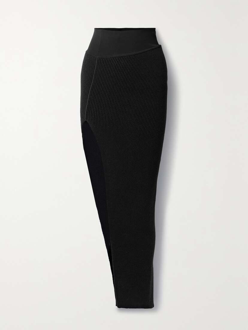 Rick Owens Asymmetric Ribbed Cashmere-blend Maxi Skirt - x large