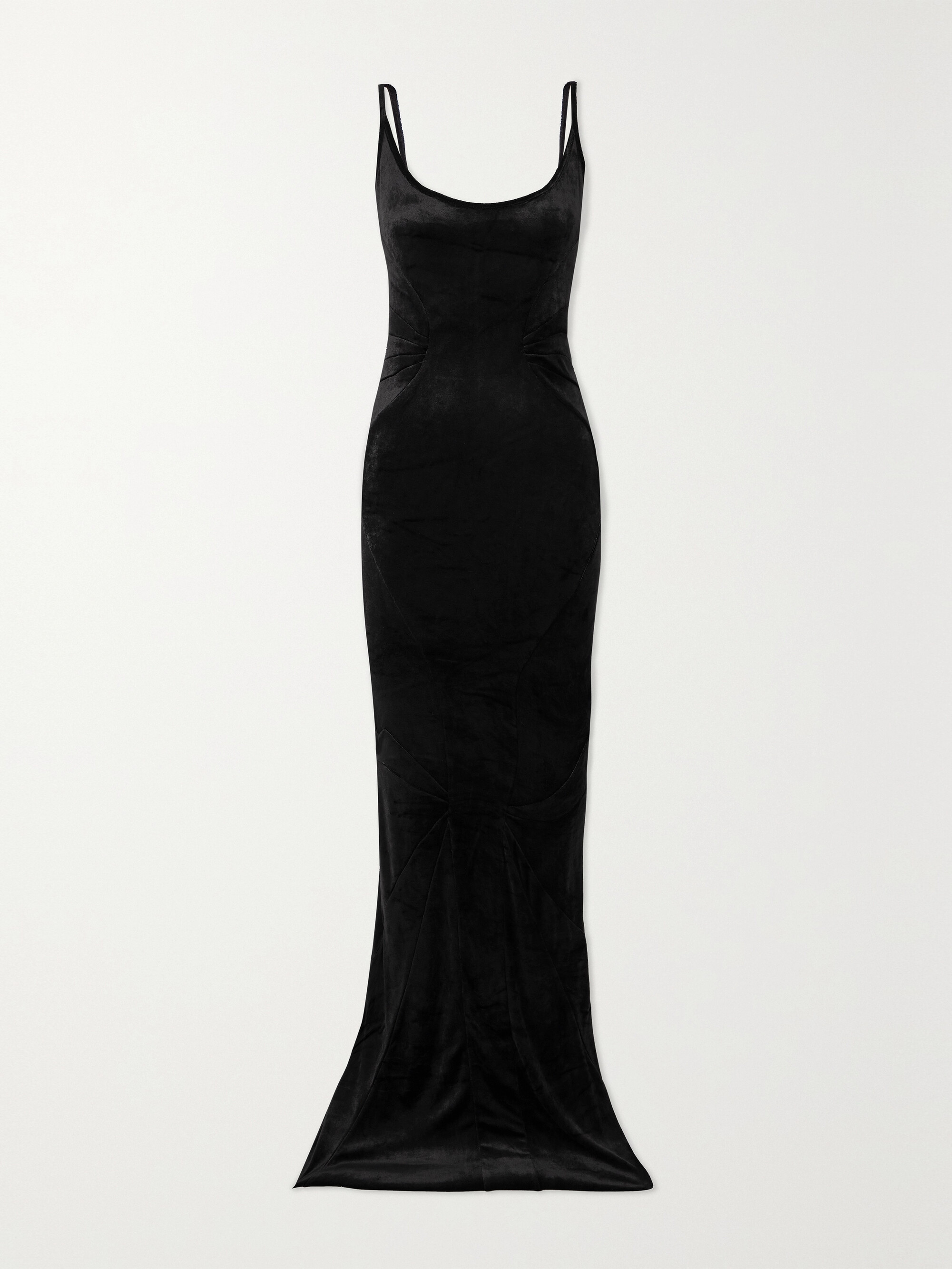 rick owens ruched dress Lola off-the-shoulder twisted gathered crepe de chine maxi dress - gray