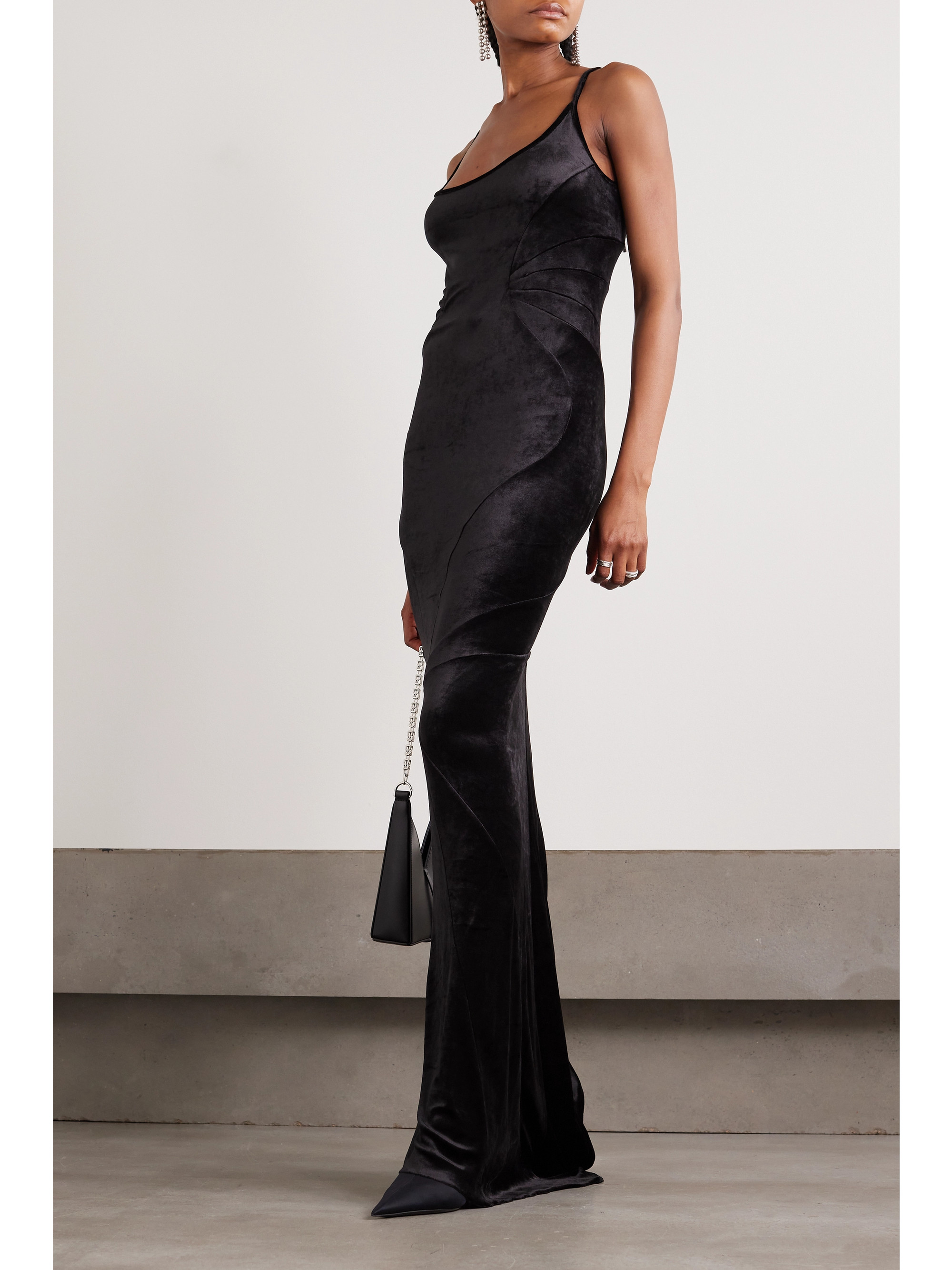 rick owens ruched dress Svita printed ruched jersey gown in black - Rick Owens