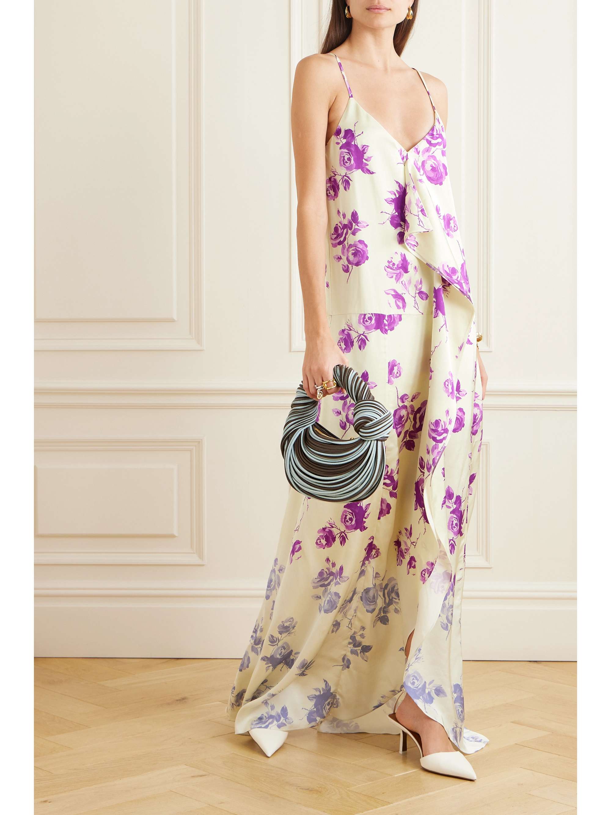 JIL SANDER Draped floral print twill maxi dress NET A PORTER