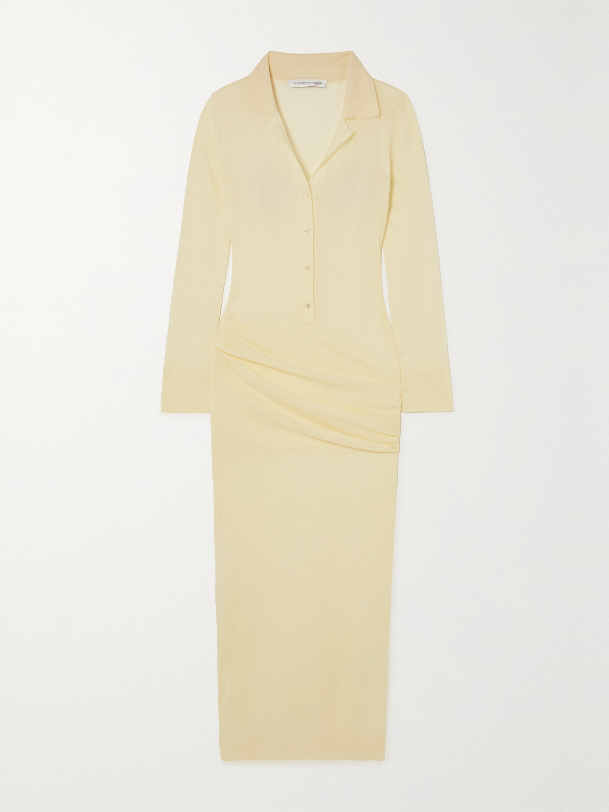 Christopher Esber Kaviro Draped Silk And Cotton-blend Maxi Shirt Dress - Off-white