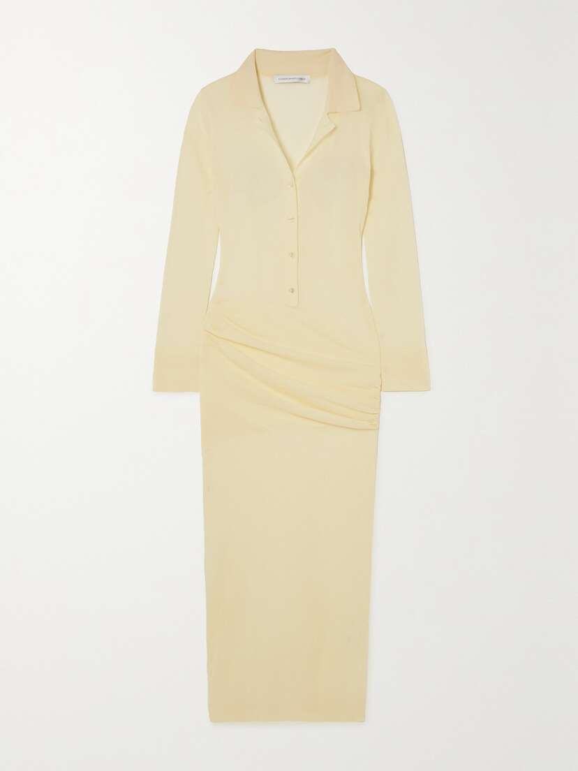 Christopher Esber Kaviro Draped Silk And Cotton-blend Maxi Shirt Dress