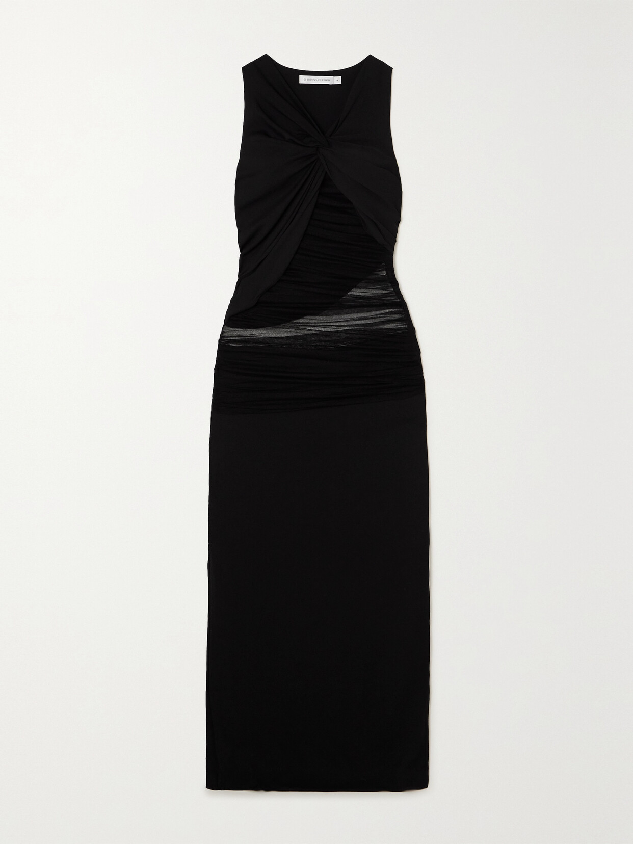 Christopher Esber - Semblance Twist-front Silk-tulle And Stretch-jersey Maxi Dress - Black