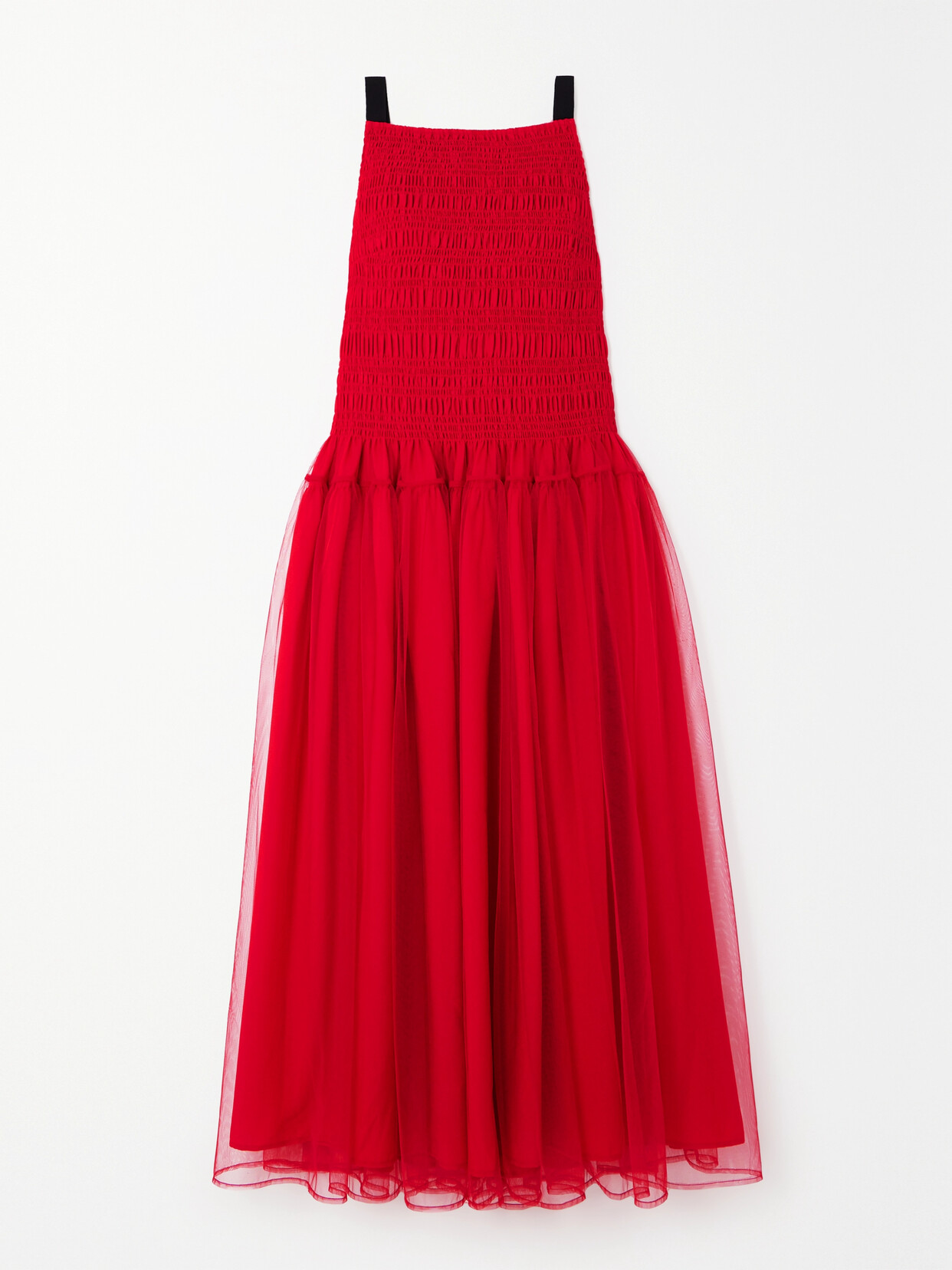 Molly Goddard - Wilber Grosgrain-trimmed Shirred Tulle Midi Dress - UK 8