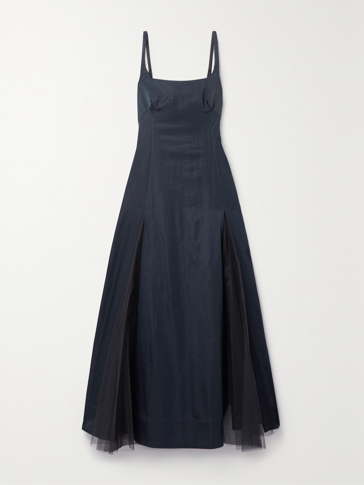 Molly Goddard Odell Tulle-paneled Taffeta Maxi Dress In Blue