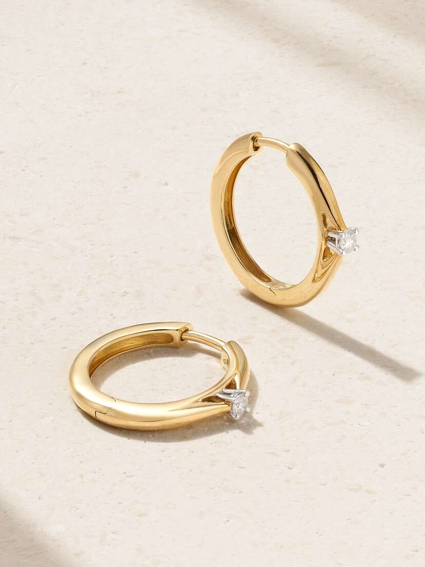 Yvonne Léon 14-karat Yellow And White Gold Diamond Hoop Earrings