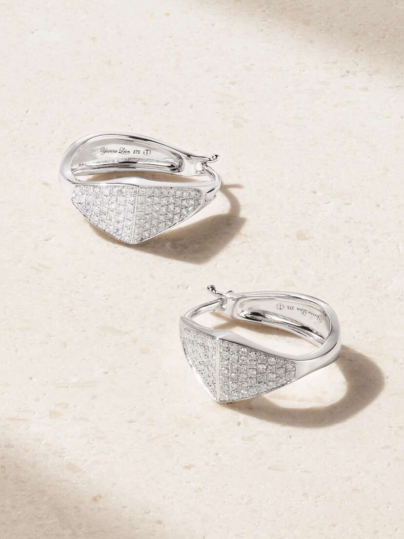 Yvonne Léon Diva 9-karat White Gold Diamond Earrings