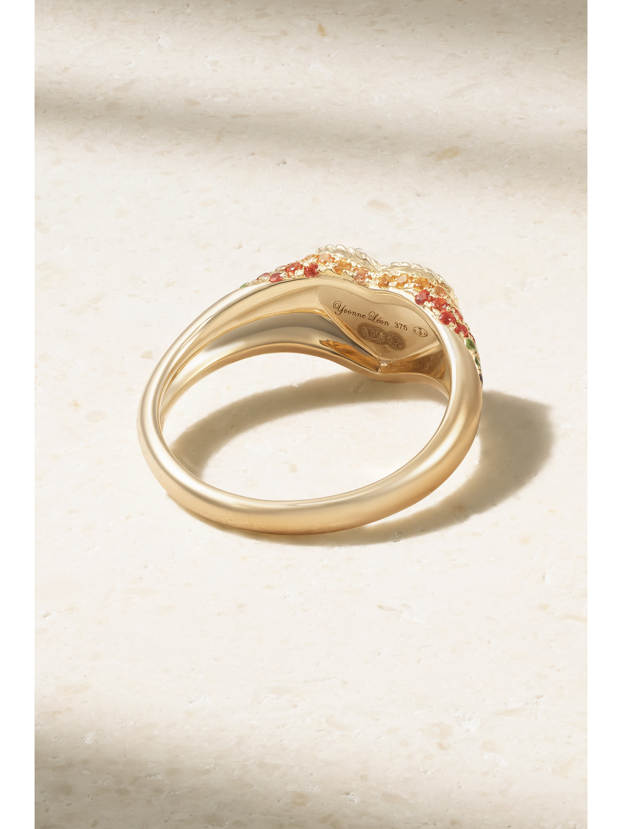 Yvonne Léon Baby Chevaliere 9-karat Gold, Sapphire And Tsavorite Ring In Gold