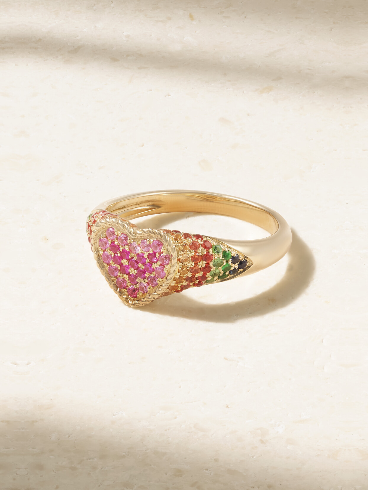 Yvonne Léon Baby Chevaliere 9-karat Gold, Sapphire And Tsavorite Ring