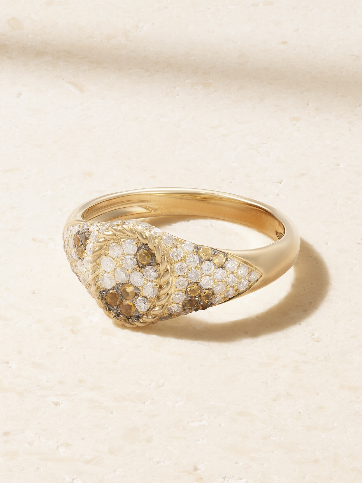 Yvonne Léon - Baby Chevalière 9-karat Gold, Diamond And Citrine Signet Ring - 5