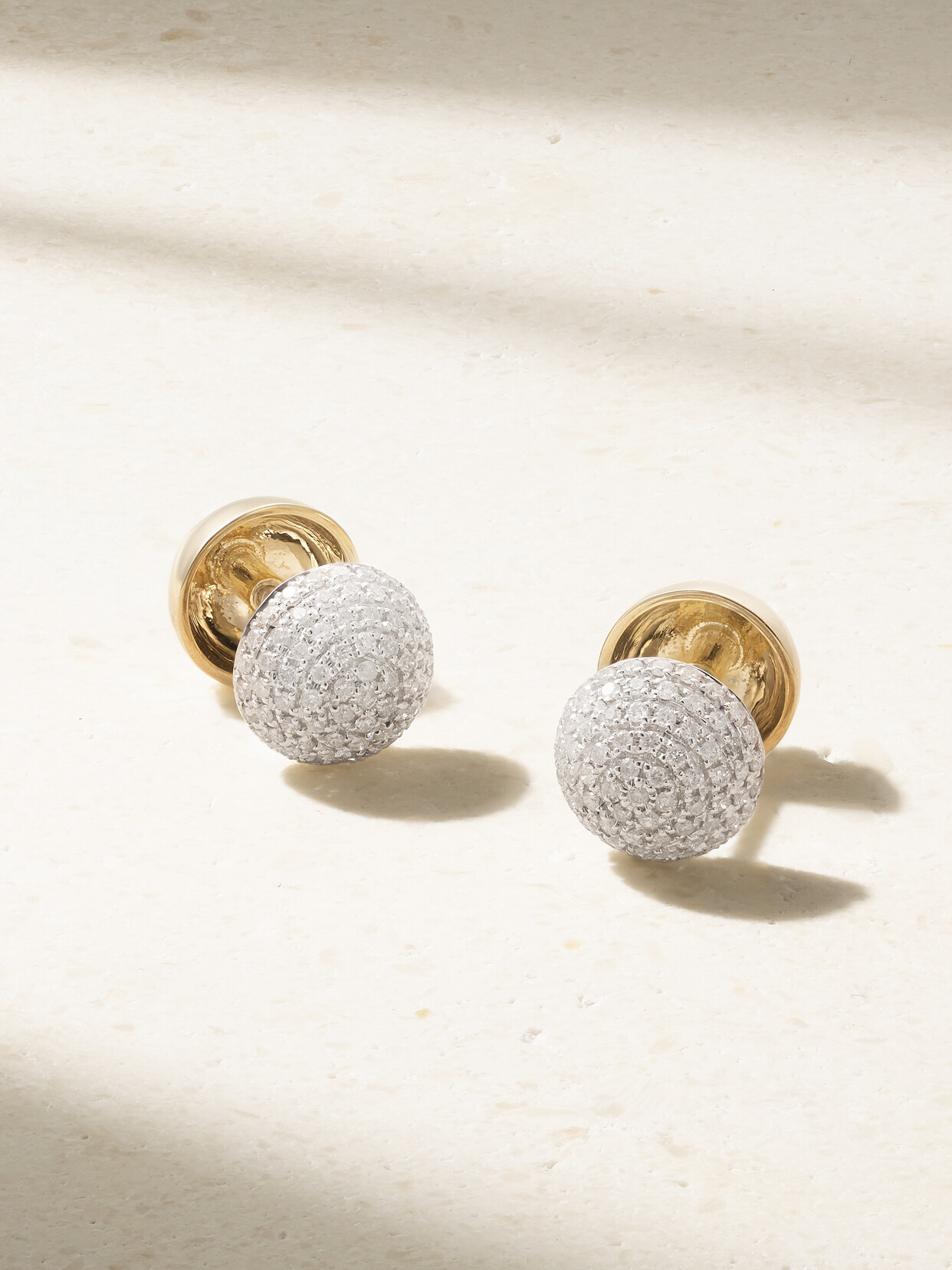 Yvonne Léon Mini Boule Disco 9-karat Yellow And White Gold Diamond Earrings