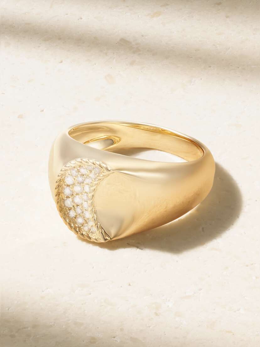 Yvonne Léon Chevaliere Lune 9-karat Gold Diamond Ring