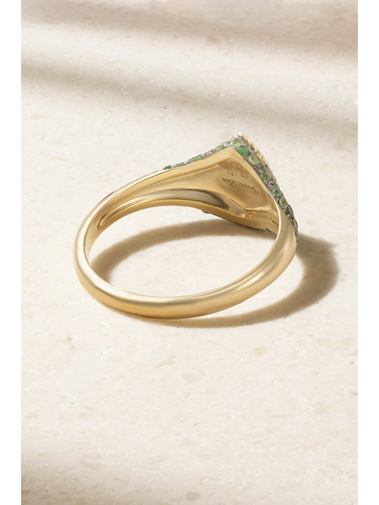 Shop Yvonne Léon Baby Chevaliere 9-karat Gold Tsavorite Ring