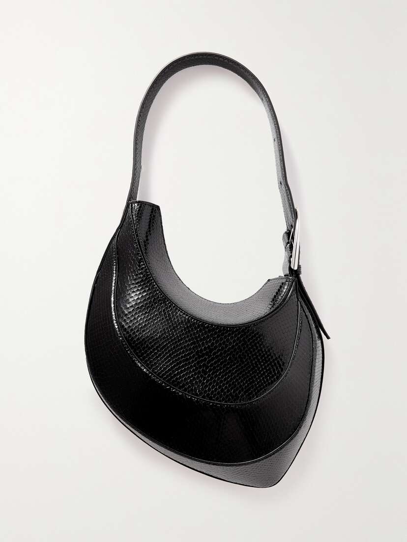 Mugler Spiral Curve 02 Small Snake-effect Leather Shoulder Bag