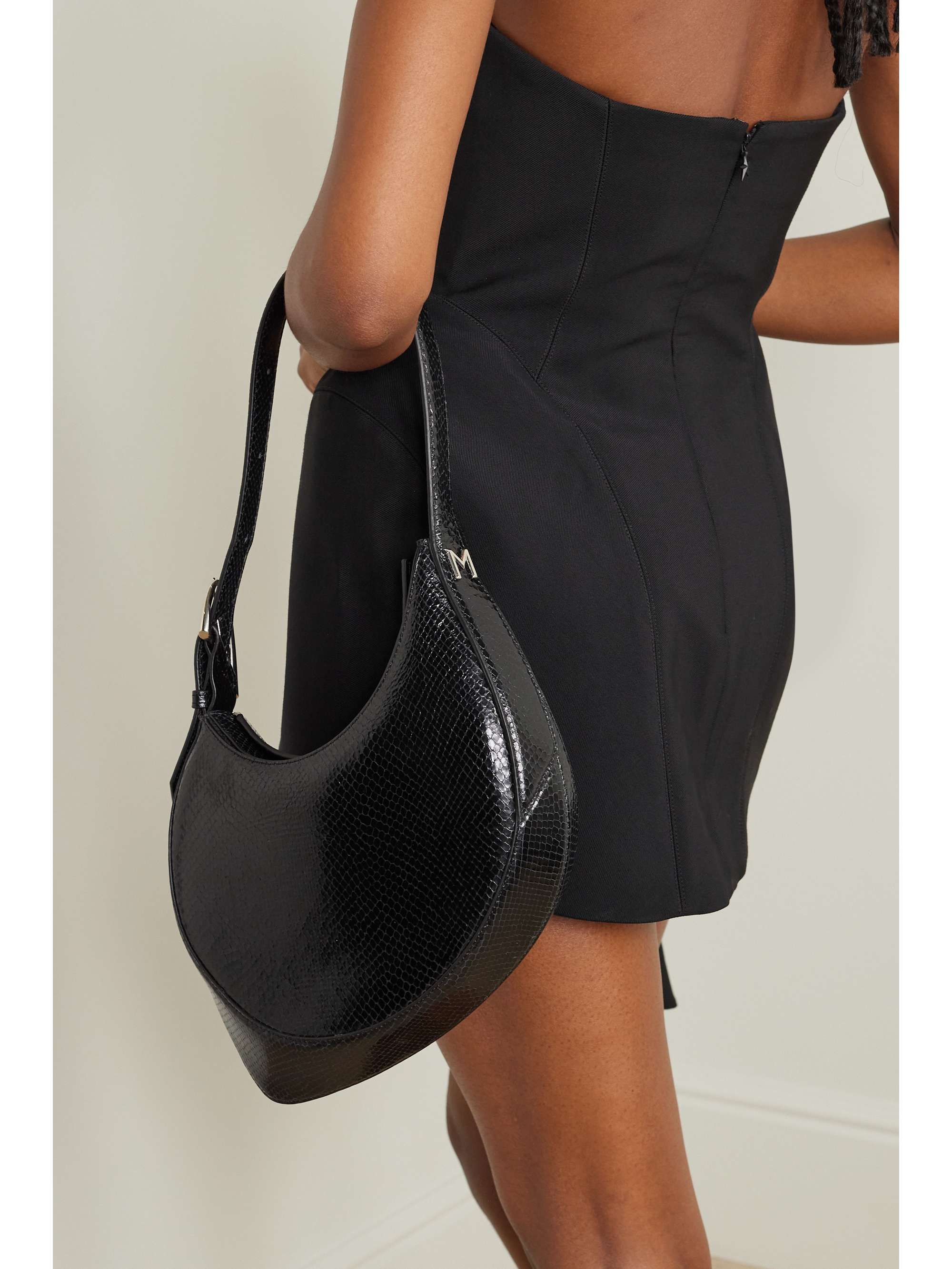 MUGLER Spiral Curve 02 small snake effect leather shoulder bag